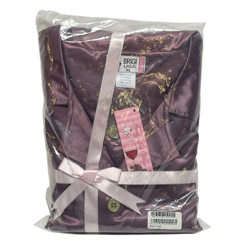 Brigi Frosty Ice Wine Womens Purple Silky Top & Bottom Sleepware Pajama Set