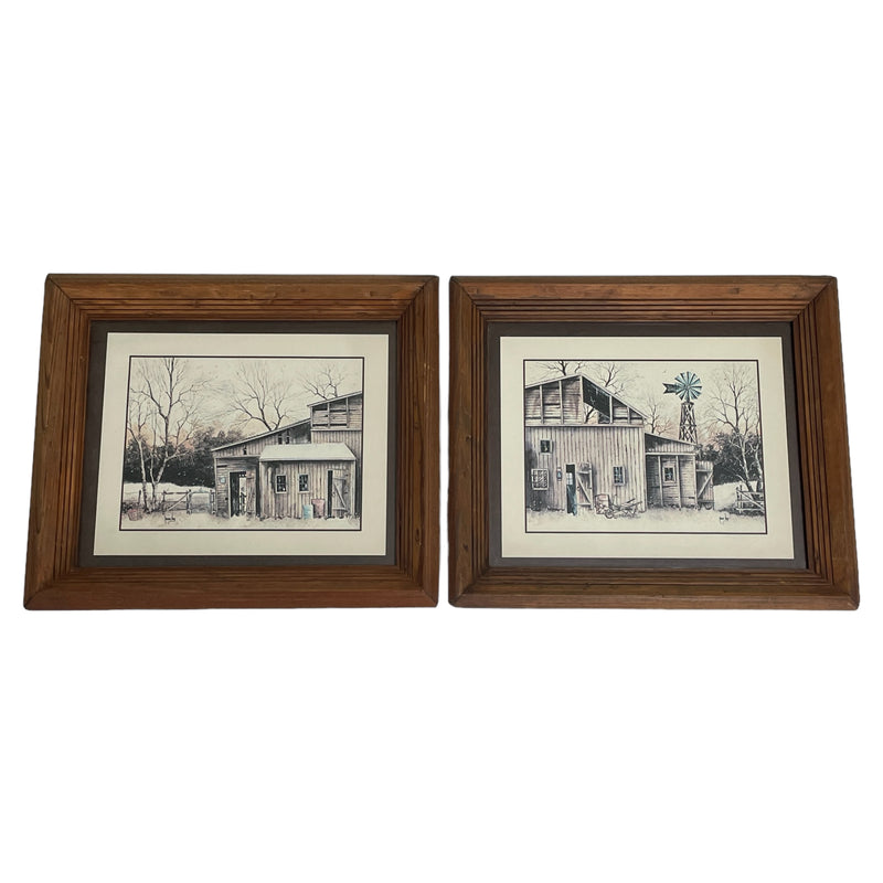 Robert Nidy Vintage Country Farm Barn 2 Wood 13.5x11.5" Framed Art Prints