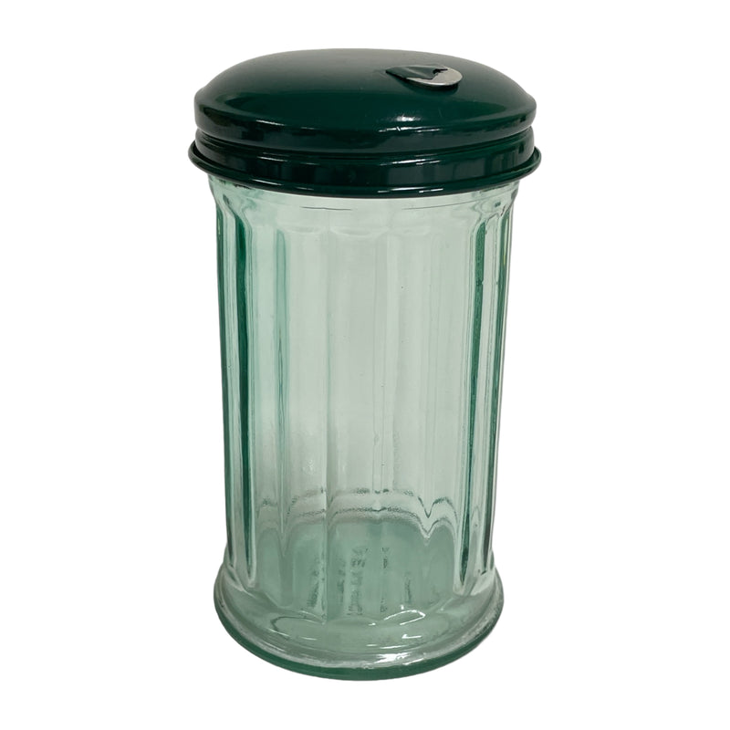 Gemco Ribbed Green Glass Metal Lid Sugar Shaker Dispenser