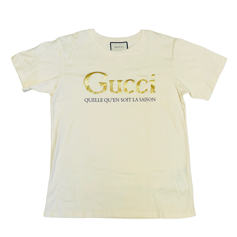 Gucci Glitter Print Logo Quelle Qu'en Soit La Saison Womens Runway T-Shirt