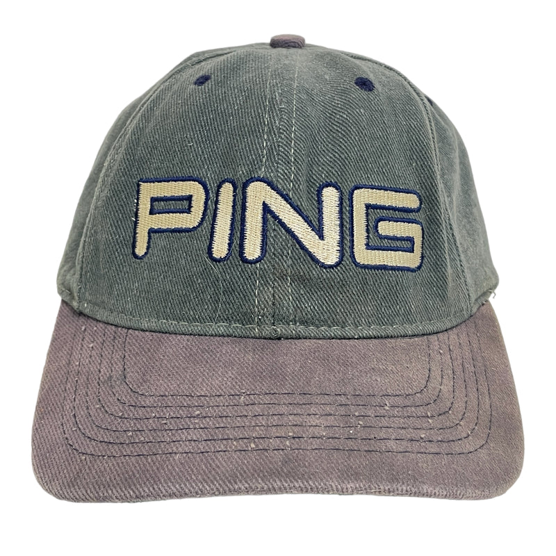 PING Golf by Karsten Green Gray Leather Strapback Adjustable Hat