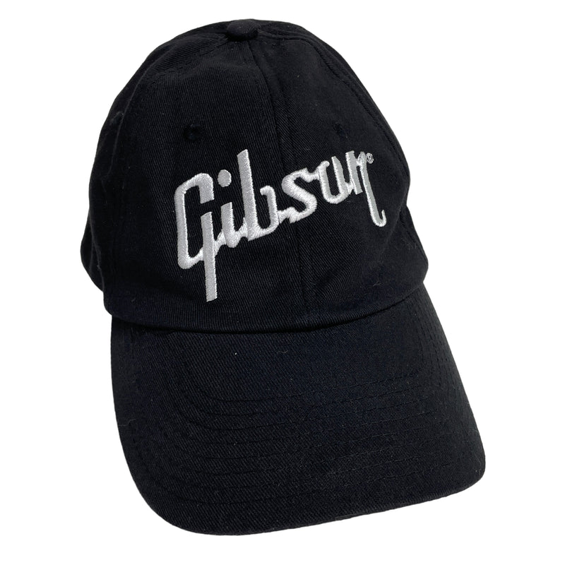 Gibson Guitar White Embroidered Black Flexfit One Size Fitted Baseball Cap Hat