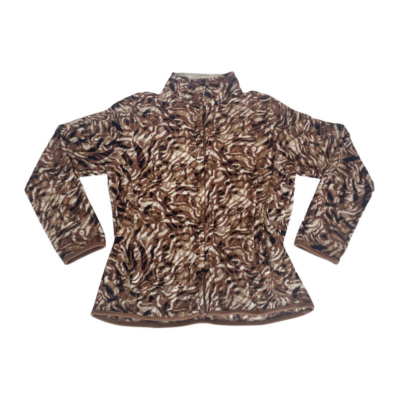 Jason Maxwell Womens Cheetah Leopard Animal Print Zip Pockets Fleece Jacket