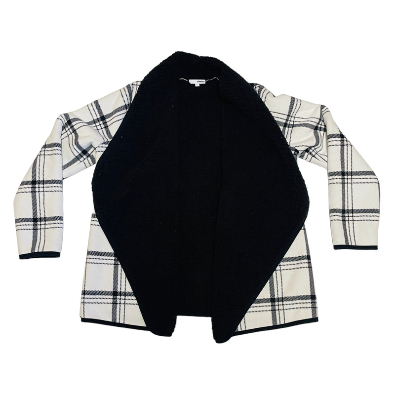 Sonoma Womens Black White Checkered Cape Shawl Open Front Jacket