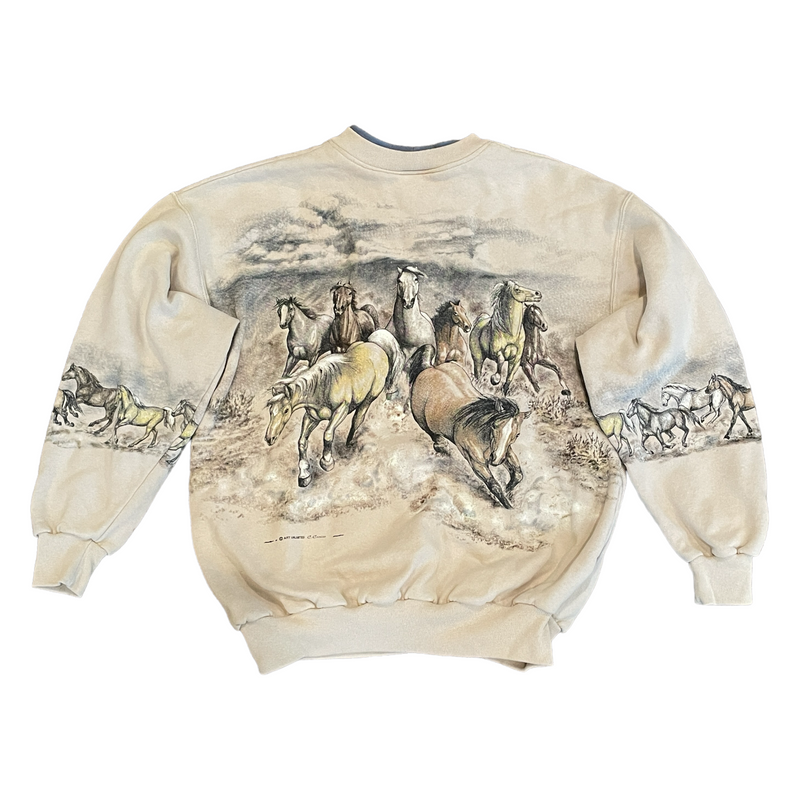 Art Unlimited C. Cunico Vintage Horses Running Mens Sweatshirt w/ Pockets