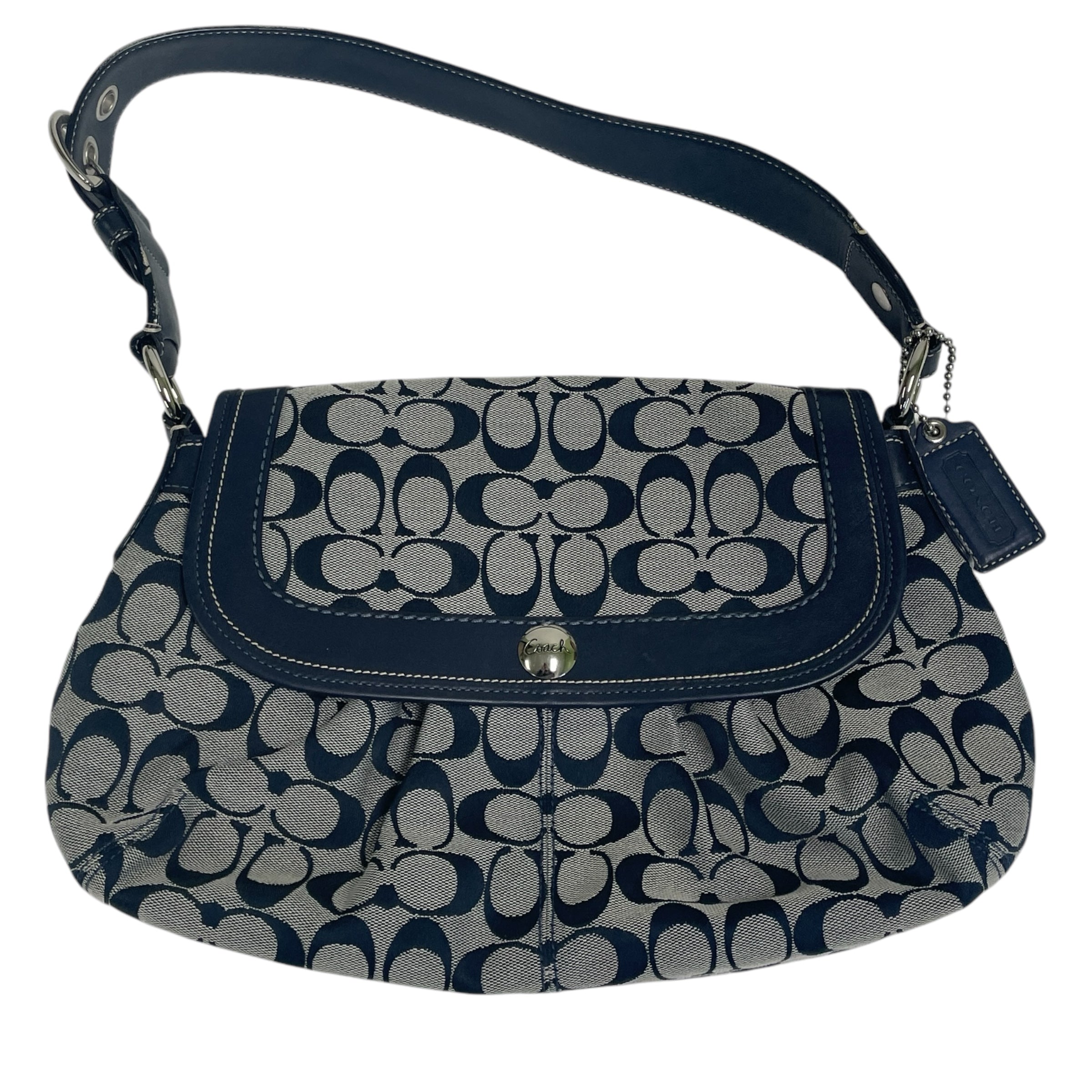 Coach Signature Soho Pleated Jacquard Leather Hobo Handbag Purse Bag F