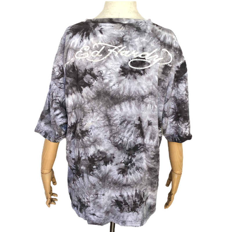 Ed Hardy Gray Snake Eagle Skull Graphic Rhinestones T-shirt
