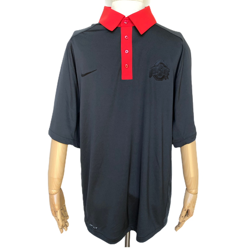 Nike Mens Dri Fit Gray Ohio State Polo Shirt