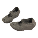Skechers Womens Taupe Elastic Slip On Wedge Sandals