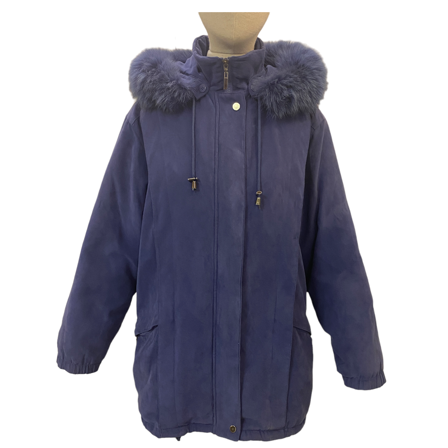 Bromley Thermolite Plus Womens Blue Detachable Fox Fur Hood Winter Coa