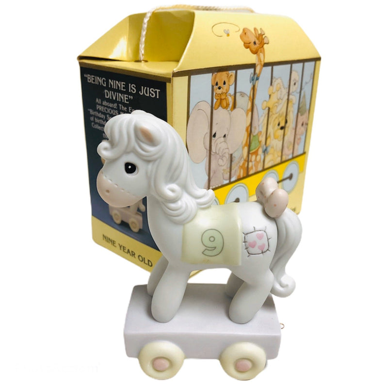 Precious Moments Being Nine Is Just Divine Pony Horse Birthday Train Figurine 521833