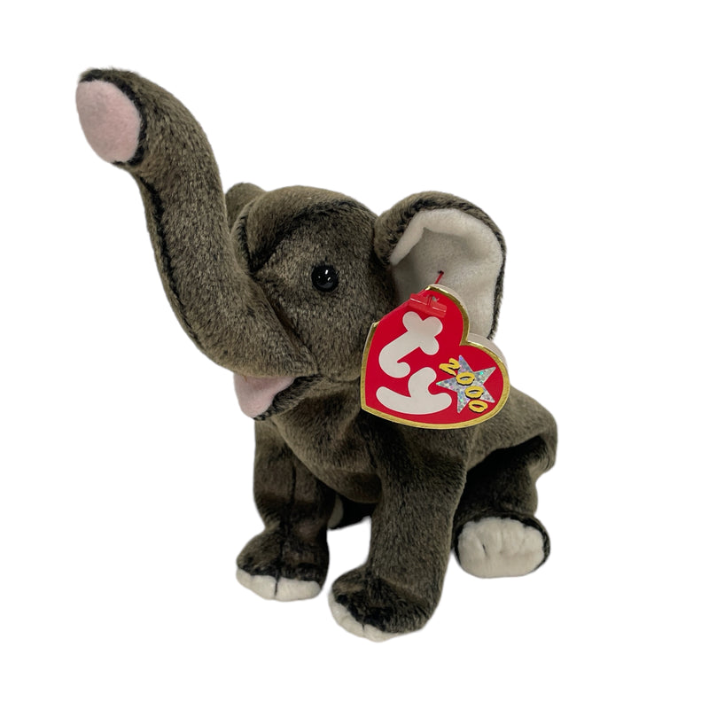 TY Beanie Babies 2000 Trumpet The Elephant Stuffed Toy Beanbag Plush