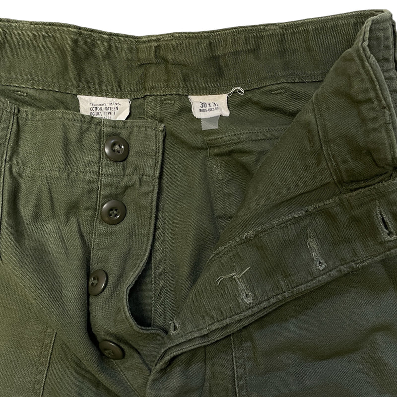 US Army Type 1 Vietnam 1970s Mens Green Sateen Utility Trousers Pants OG-107