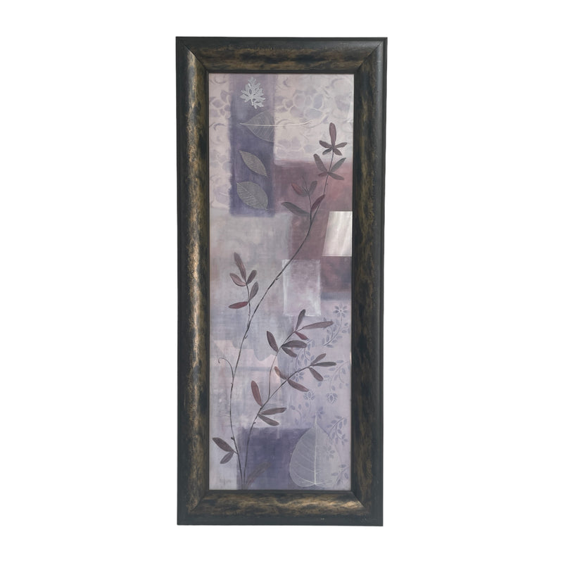 Bed Bath & Beyond Floral Leaf Framed Canvas 38"x16" Painted Wall Art Panel