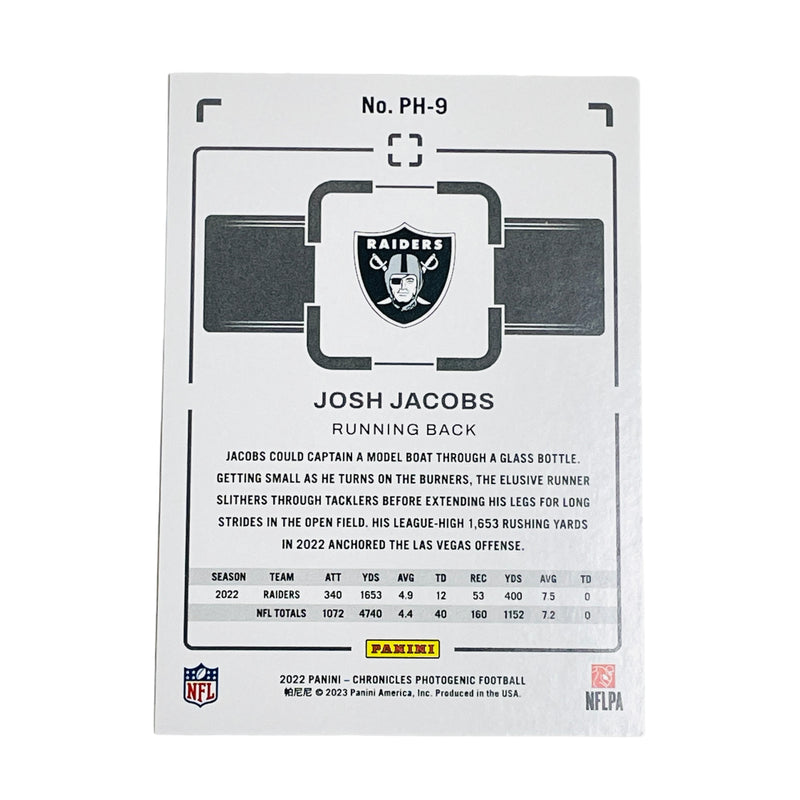 Josh Jacobs Las Vegas Raiders 2022 Panini Chronicles Photogenic Card