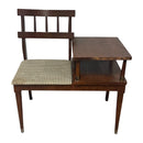 Vintage Mid Century Modern MCM Wood Telephone Gossip Table Bench
