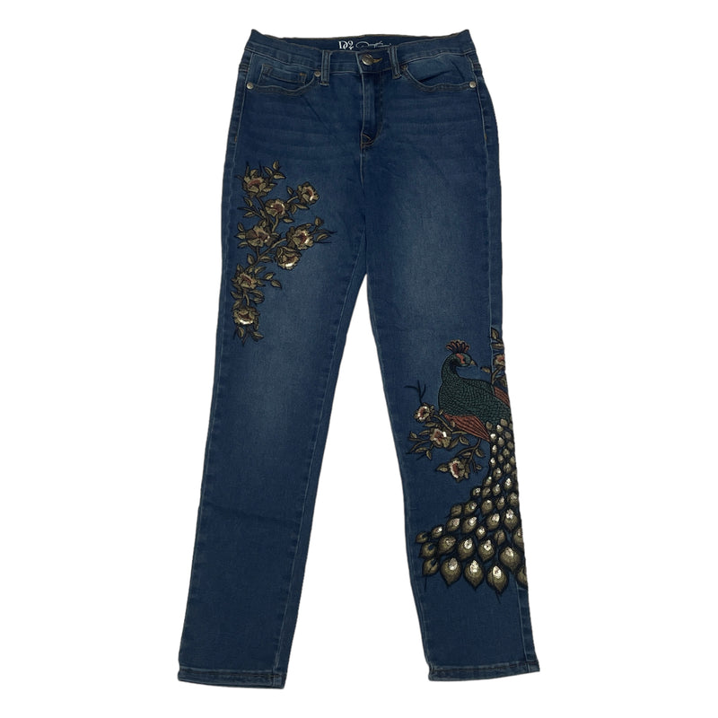 Daine Gilman 2 DG2 Womens Peacock Bird Brown Floral Flowers Skinny Denim Jeans