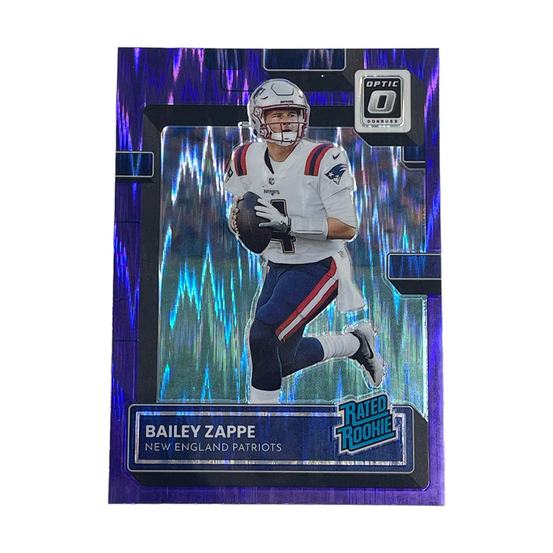 Bailey Zappe New England Patriots 2022 Panini Donruss Optic Purple Card