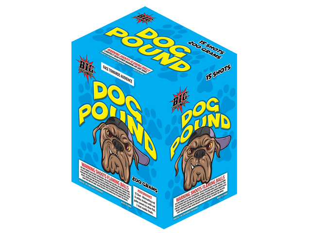 Big Fireworks Dog Pound 15 Shot 200 Gram Aerial Repeaters Box