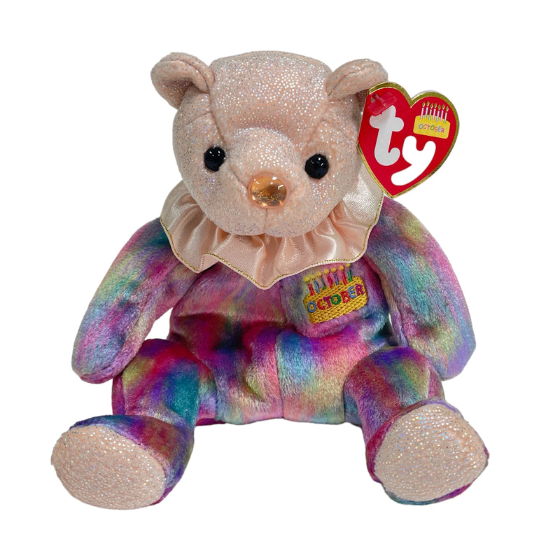 TY Beanie Babies Opal October Birthday Bear 8" Stuffed Toy Beanbag Plush