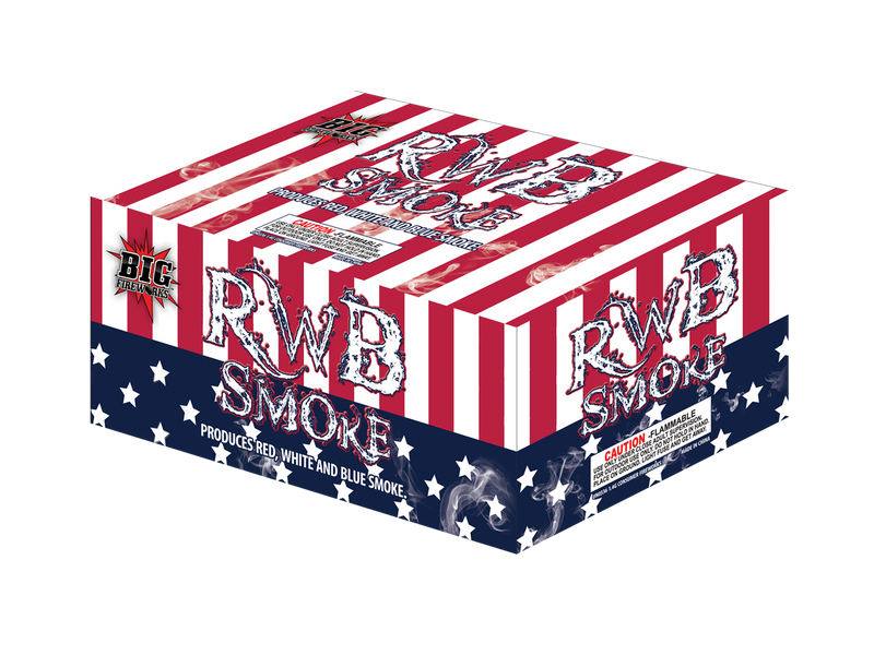 (12) Big Fireworks Red White & Blue 2.5 Minutes Smoke Tubes