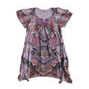 One World Womens Mosaic Geometric Boho Multi-Color Open Shoulder Stretchy Dress