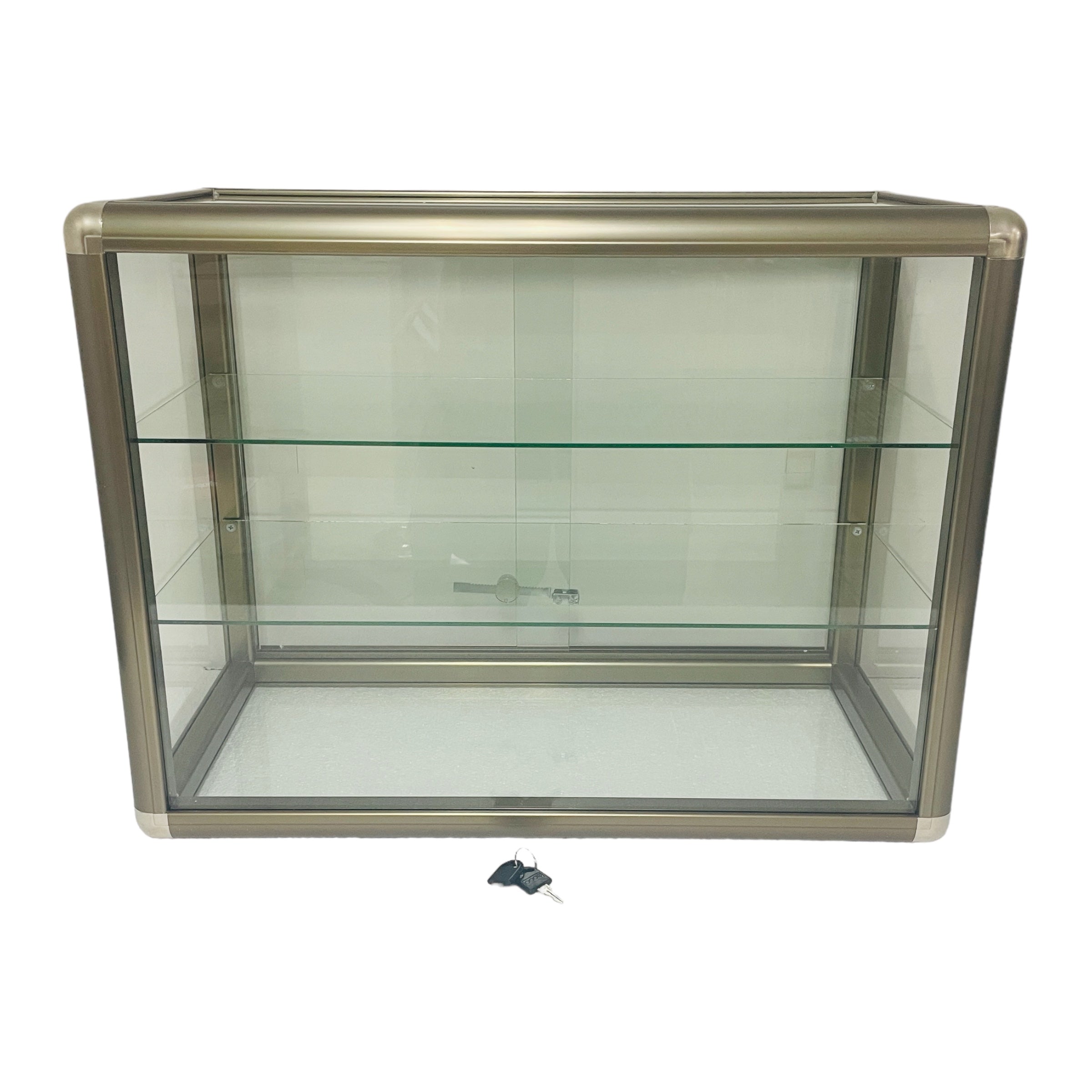 Glass Retail Store Countertop 2 Shelf Lockable Door Showcase Display C