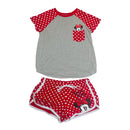 Disney Minnie Mouse Womens Grey Red White Polka Dot T-Shirt & Shorts Set