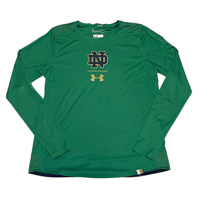 Under Armour Heat Gear Notre Dame Fighting Irish Loose Green Long Sleeve Shirt