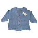 Kerren Hart Womens Big Button Turquoise Blue See Through Cardigan Sweater