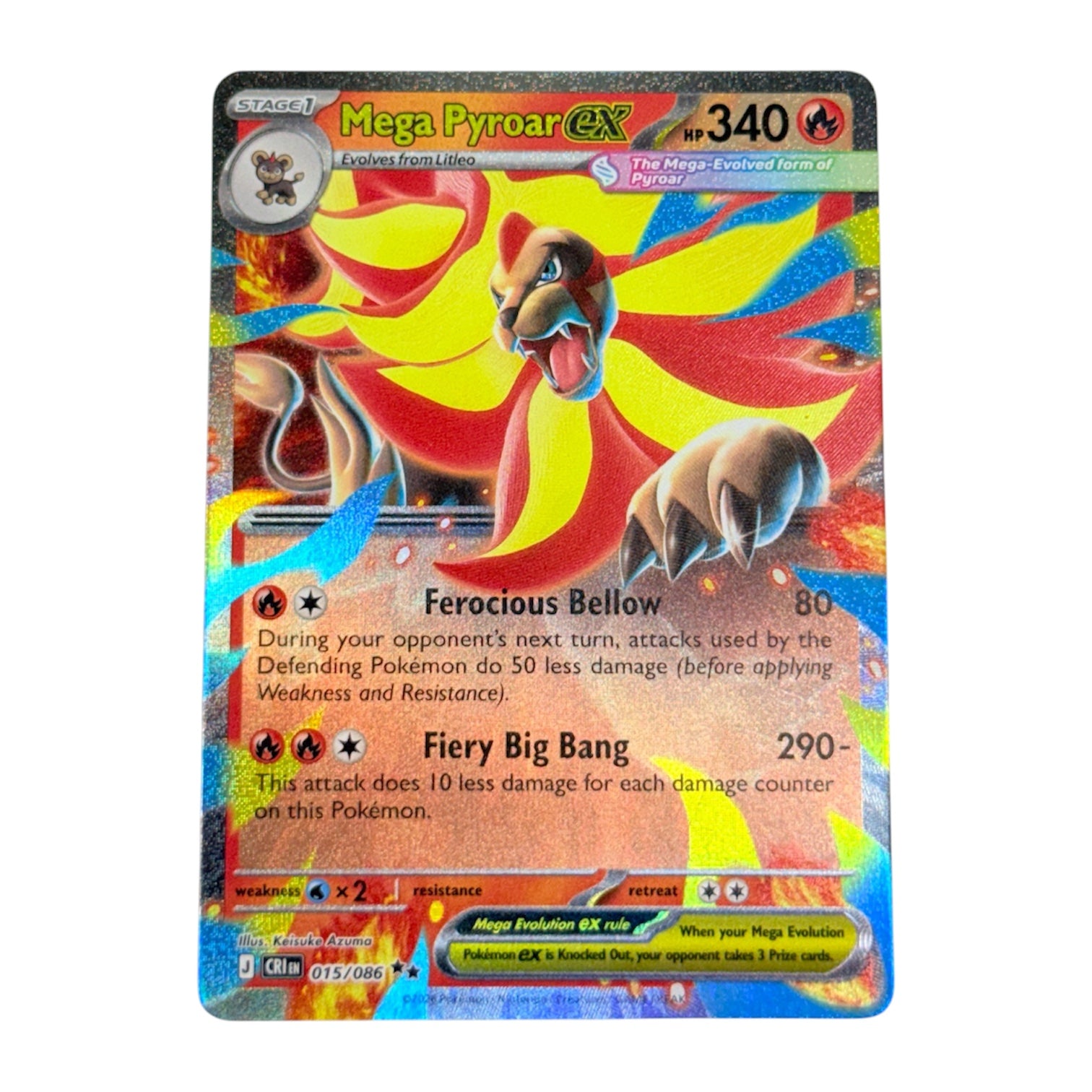 Mega Pyroar ex 2026 Pokemon Chaos Rising Double Rare Card 015/086