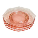(4) Jeanette Diamond Design Pink Depression Glass Octagon 8 Sided 6" Plates