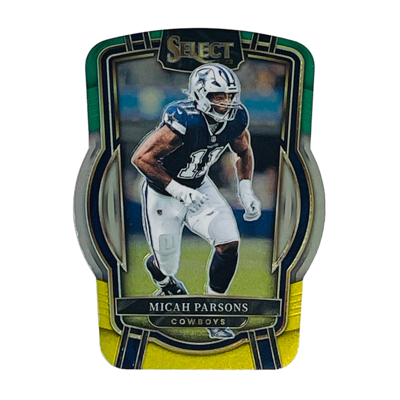 Micah Parsons Cowboys 2022 Select Club Level Green Yellow Die Cut Card