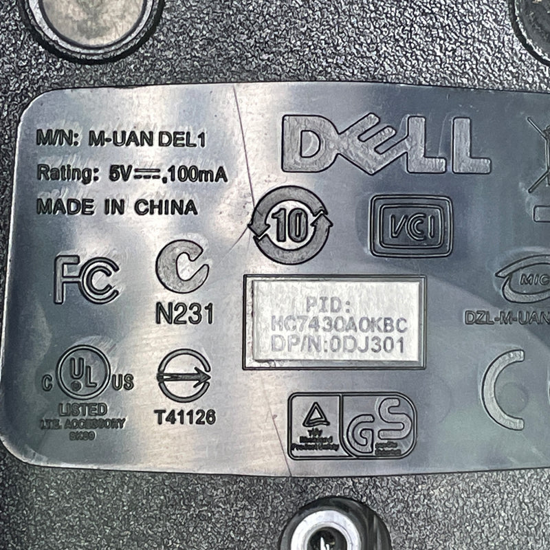 Dell USB Optical Computer Mouse M-UVDEL1 MO56UO M-UAN DEL1 0C8639 0DJ301