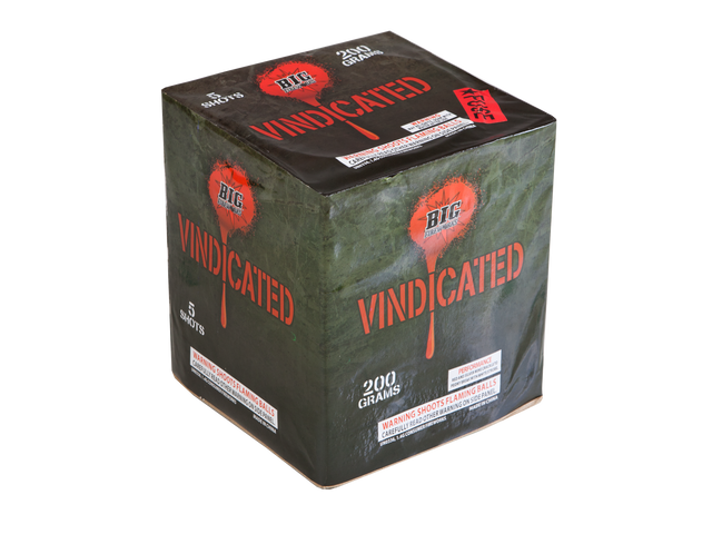 Big Fireworks Vindicated 5 Shot 200 Gram Aerial Repeaters Box