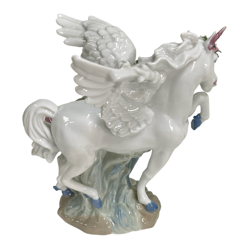 Sorelle Midsummer Nights Dream Pegasus Unicorn w/ Girl 10" Porcelain Figurine