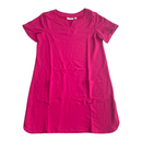 Susan Graver Womens Short Sleeve Split V-Neck Stretchy 2 Pocket Dress