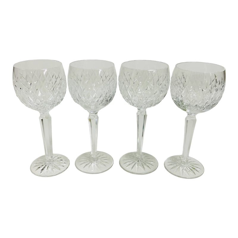 (4) Waterford Alana Diamond Cut Crystal 7 3/8" Hock Wine Glasses