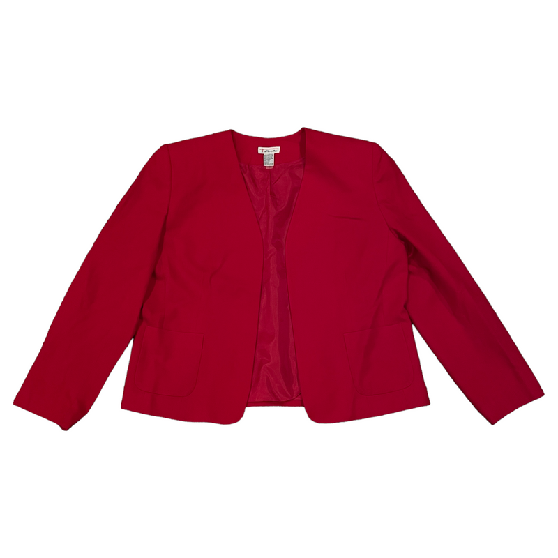 Talbots Womens Red Open Front Wool Suit Coat Jacket Blazer CA 23147