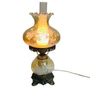 L & L WMC 1971 Gone With The Wind Floral Hurricane Oil Lamp Style Table Lamp
