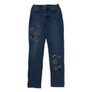 Diane Gilman 2 DG2 Womens Fadded White Polka Dot Blue Floral Flowers Stretch Skinny Jeans