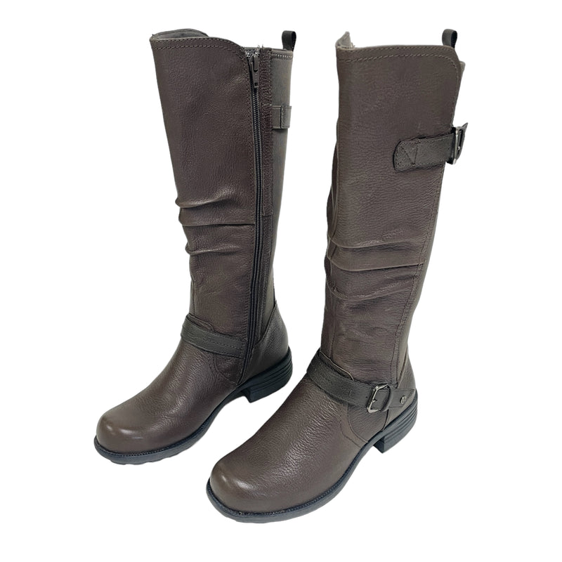 Earth Origins Penelope Leather Zip Up Flex Wide Calf Tall Riding Boots