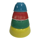 (4) Pyrex Primary Colors Yellow Green Red Blue Nesting Mixing Bowls Set