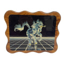 Sue Dawe 1982 Up From The Grid Unicorn Lacquer Paint 11.5"x9.5" Wood Wall Art