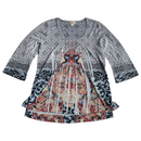 One World Womens Rhinestone Multi-Color Bohemian Boho Blouse Shirt