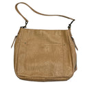 American Leather Co. Embossed Floral Flowers Tan Beige Shoulder Bag Purse