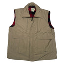 St Johns Bay Mens Black Red Checkared Plaid Lined Insulated Zip Button 4 Pocket Vest