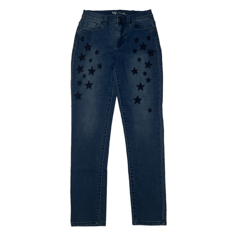 APT9 Women 12 Blue Denim Jeans Bootcut Bling Embellished Pockets