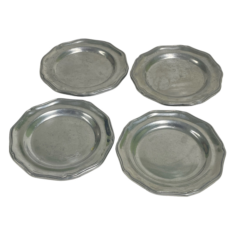 (4) Wilton Armetale Queen Anne Pewter Metal 6" Bread Butter Plates