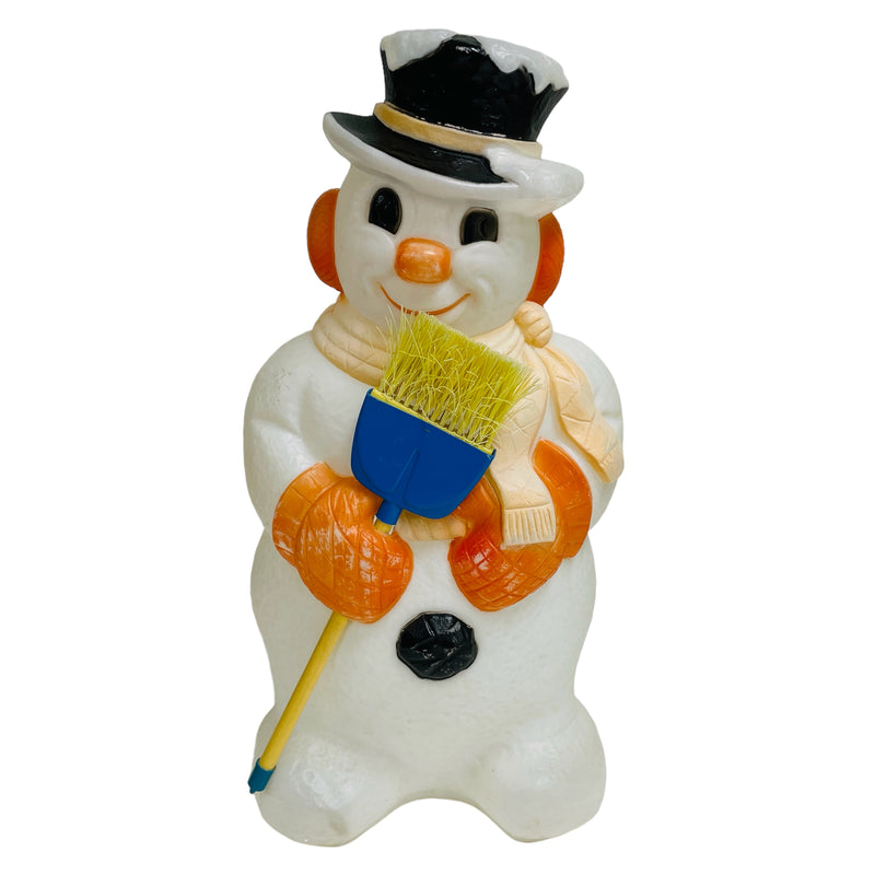 Poloron Vintage Snowman w/ Broom Illuminated 30" Blow Mold